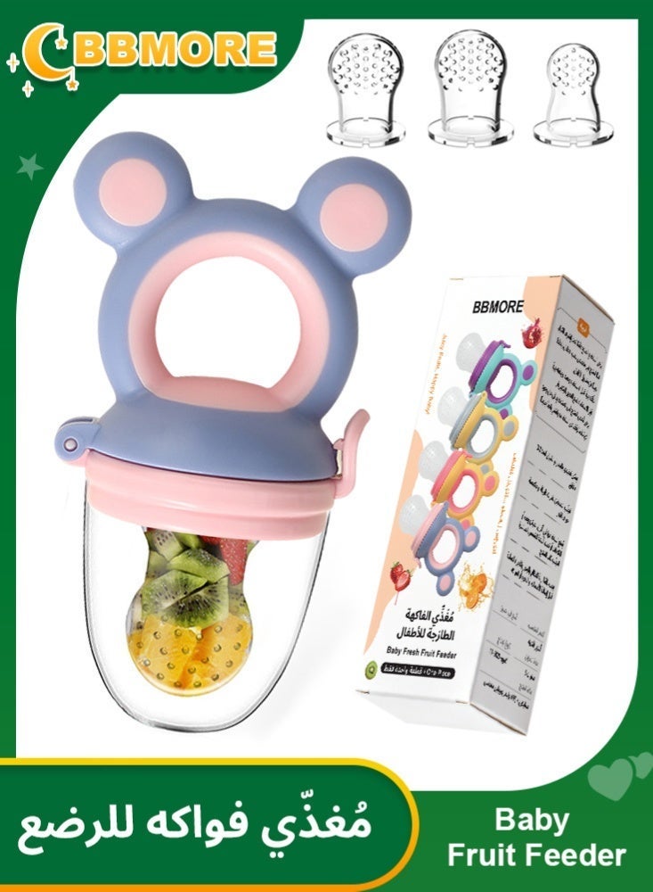 BBMORE 3-in-1 Baby Food Feeder Pacifier, Toddler Pacifier, Silicone Baby Fruit Pacifier,Baby Fruit Pacifier Set Include One Pacifier with 2 Extra M and L Nipples - Image 1